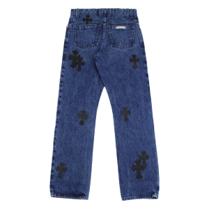 Chrome Hearts Cross Leather Patches Jeans