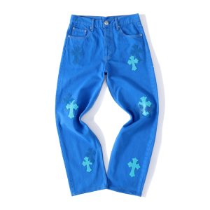 Chrome Hearts Baby Blue Cross Patch Jeans