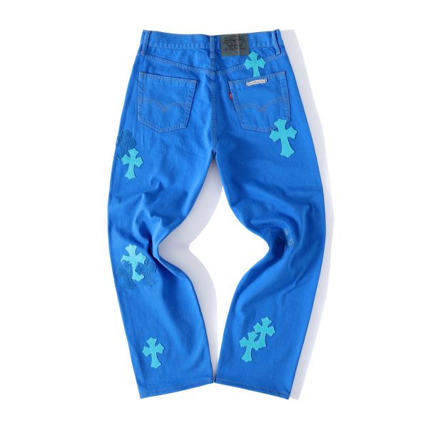 Chrome Hearts Baby Blue Cross Patch Jeans