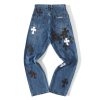 Chrome Hearts Fleur Knee Cross Patch Jeans Blue Men’s