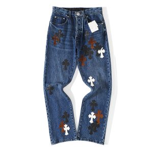 Chrome Hearts Fleur Knee Cross Patch Jeans
