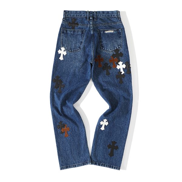 Chrome Hearts Fleur Knee Cross Patch Jeans