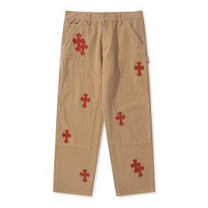 Chrome Hearts Offset Personal Levi Cross Patch Jeans Brown