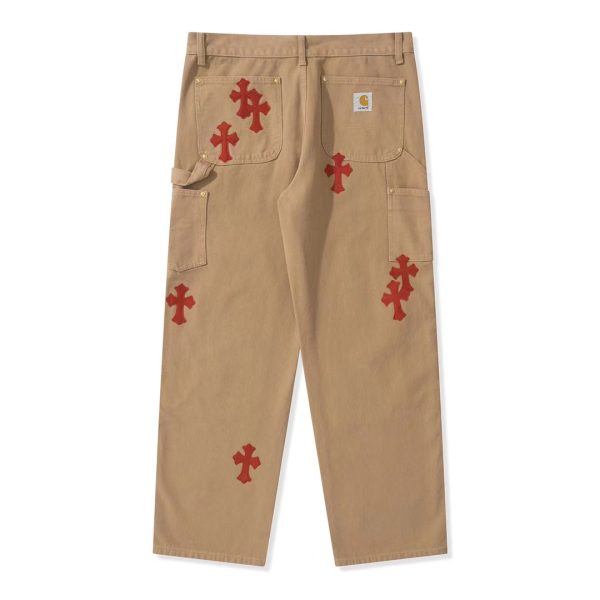 Chrome Hearts Offset Personal Levi Cross Patch Jeans Brown