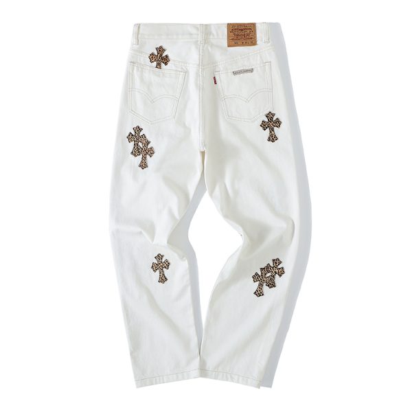 Chrome Hearts Multi Color Cross Patch Chino Pants White