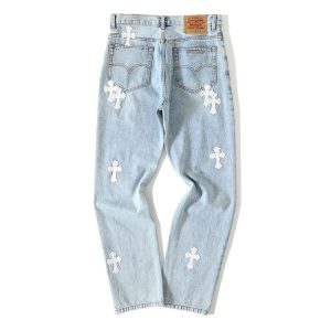 Chrome Hearts x Levi's White Cross Patch Jeans