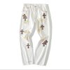 Chrome Hearts White Jeans In Brown Cross Patch