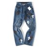 Chrome Hearts Fleur Knee Cross Patch Jeans Blue Men’s
