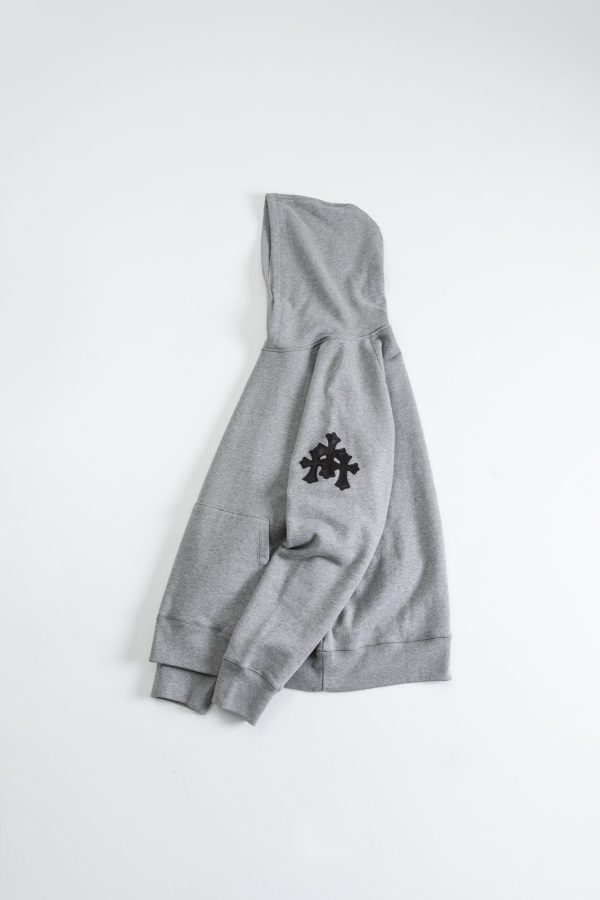 Chrome Hearts Paper Jam Cross Hoodie Heather Grey