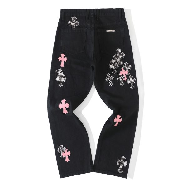 Chrome Hearts Cross Patch Jeans Black Pink