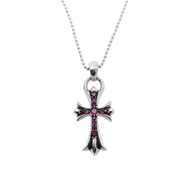 Chrome Hearts Red diamond water drop cross [necklace]